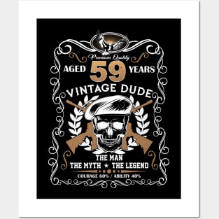 Skull Aged 59 Years Vintage 59 Dude Posters and Art